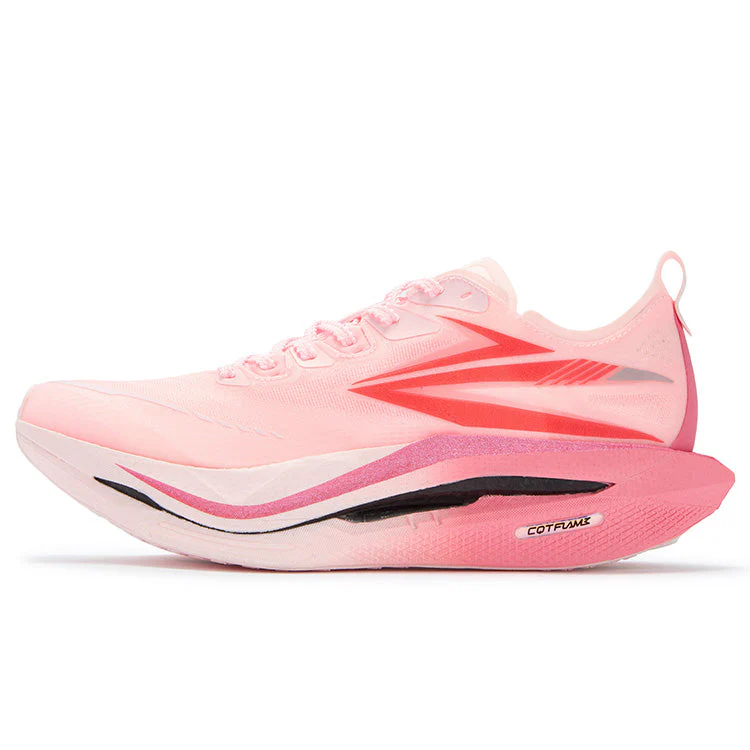 361° Flame 5 Cushioning Abrasion Resistant Breathable Low top Carbon Plate Running Shoes Unisex Neon Light Coral