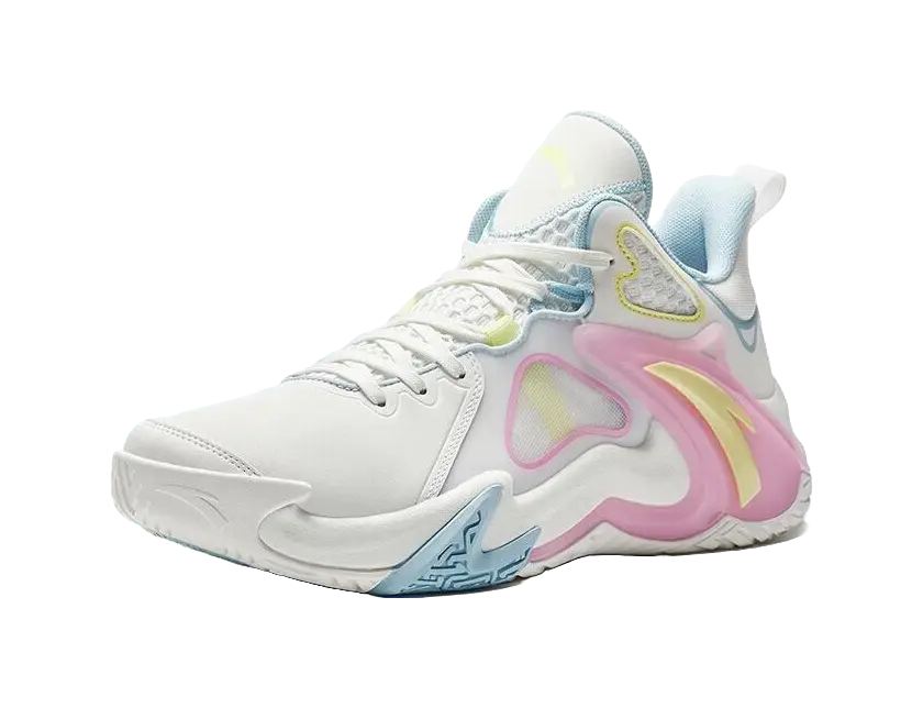 Anta Airspace 4 Men's Basketball Shoes - Slip & Abrasion Resistant Low Tops - White/Blue/Pink - Image 3