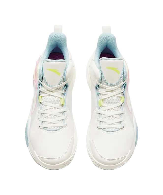 Anta Airspace 4 Men's Basketball Shoes - Slip & Abrasion Resistant Low Tops - White/Blue/Pink - Image 4