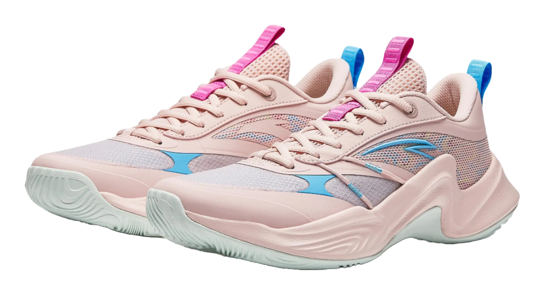 Anta Heat Wave Slip Resistant Abrasion Resistant Low top Basketball Shoes Mens Pink Blue - Image 3