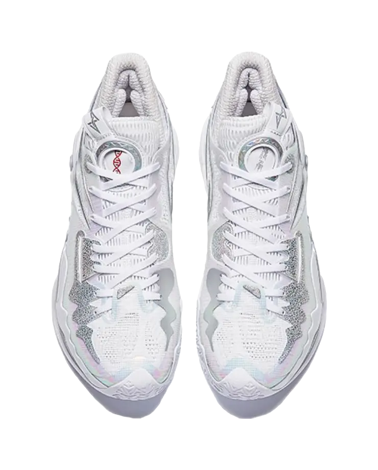 ANTA Shock Wave 5 Men's Basketball Shoes - White/Silver - Image 4