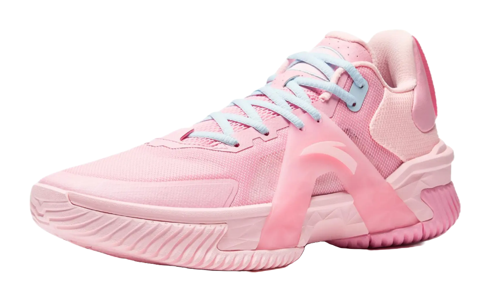 Anta Space 5 Cushioning, Abrasion Resistant, Anti Rollover Low Top Basketball Shoes Mens Pink Blue Mismatched - Image 4