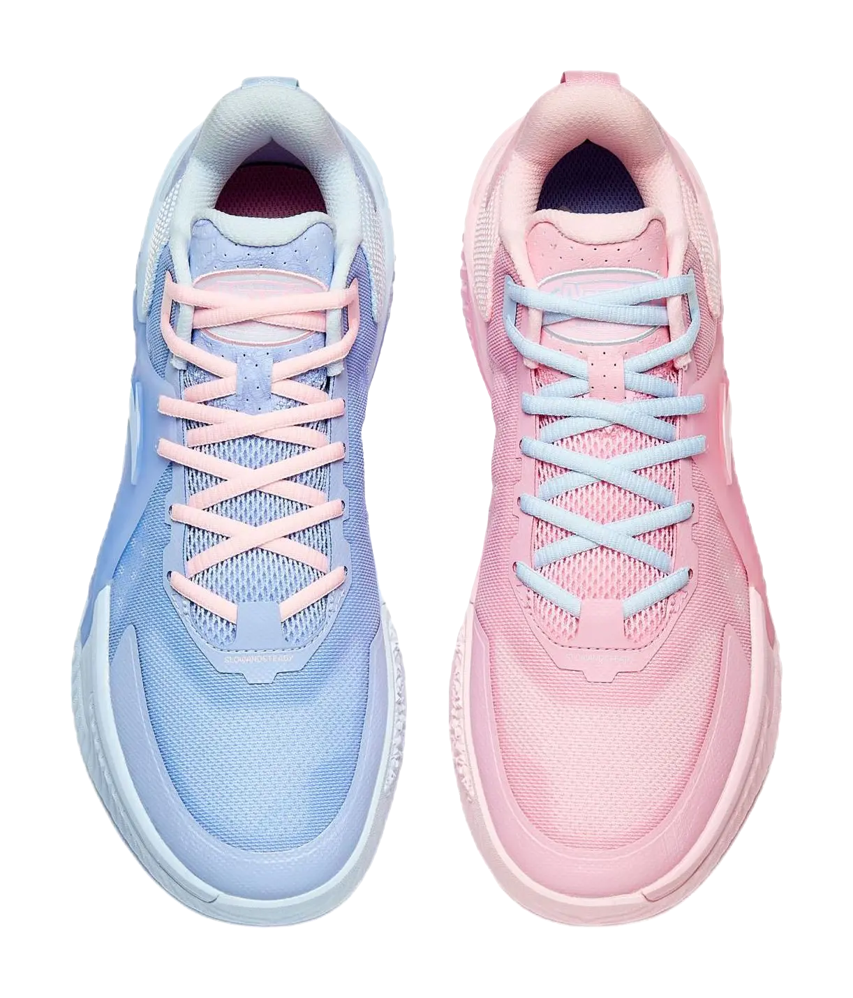 Anta Space 5 Cushioning, Abrasion Resistant, Anti Rollover Low Top Basketball Shoes Mens Pink Blue Mismatched - Image 5