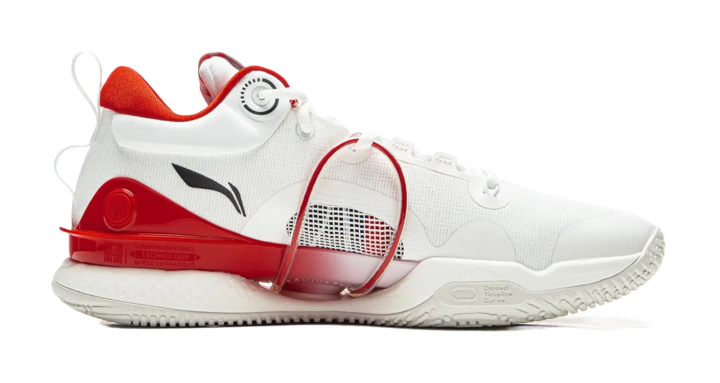 Li-Ning Speed 8 Men's Basketball Shoes - Light Foam, Anti-Slip, Wear-Resistant White/Red - Image 2