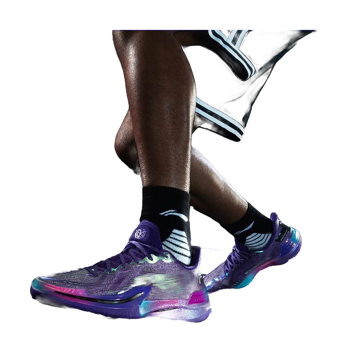Li-Ning Gamma 1 Men's Basketball Shoes - Anti-Slip, Wear-Resistant, Lightweight, Low-Top, Purple/Yellow/Pink - Image 9