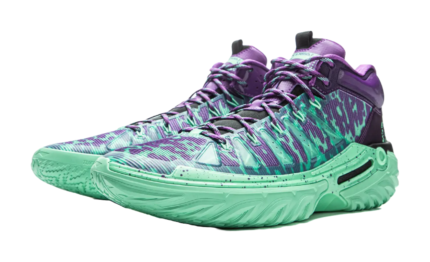 Li Ning Jie Ao 2 High Basketball Shoes Men's Jade Green/Dragon Court Purple - Image 4