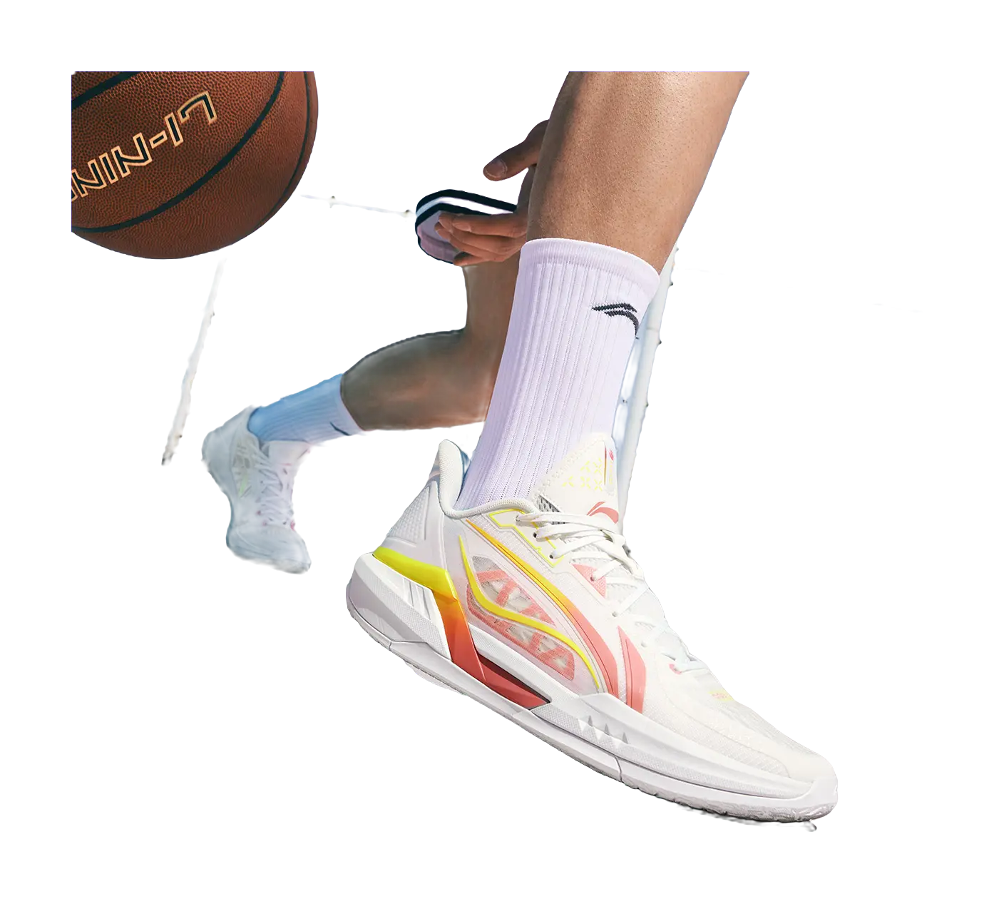 Li Ning Light Speed 3 Men's Low-Top Basketball Shoes White/Pink - Image 7