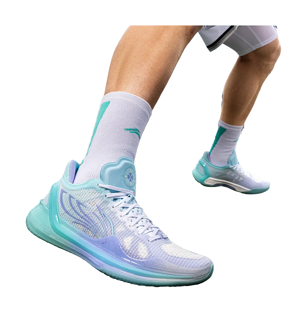 Li-Ning Liren 4 V2 Men's Basketball Shoes Island Blue/Snow Cyan Purple - Image 9