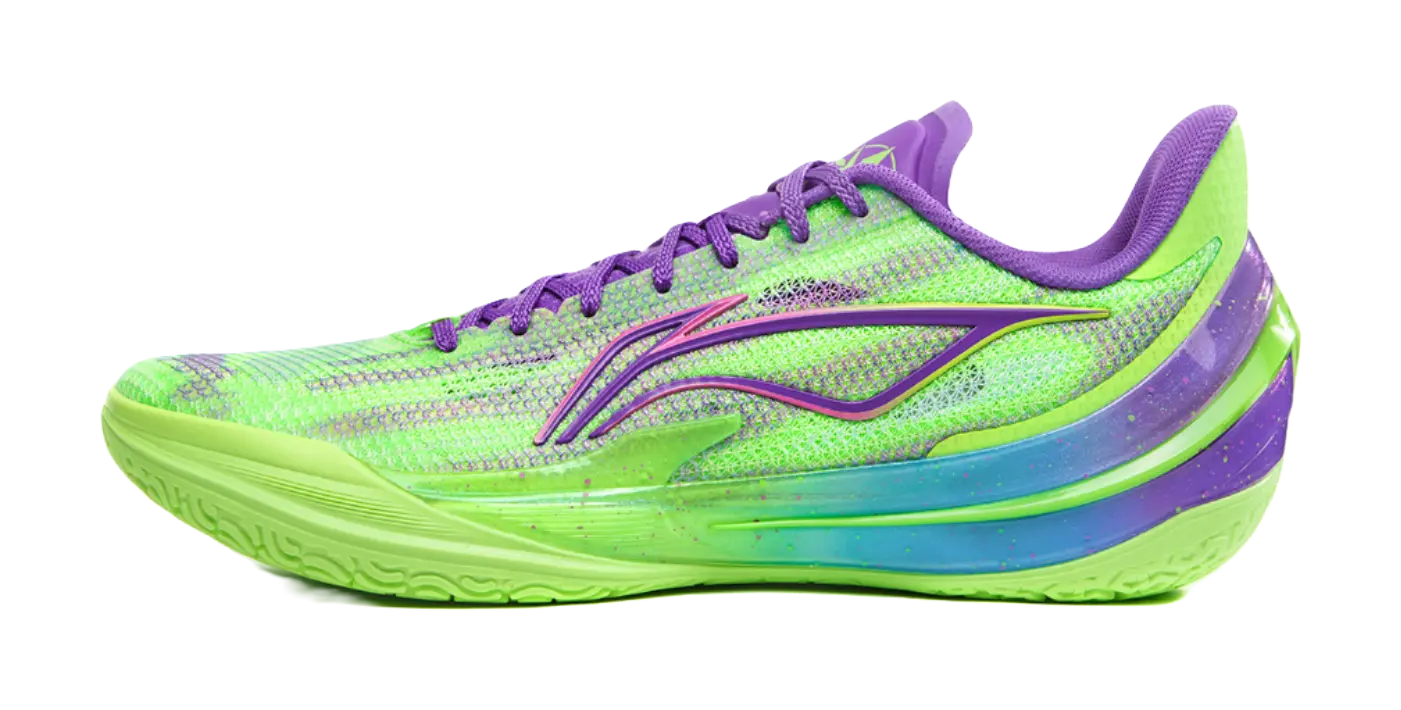 Li Ning Men's Basketball Shoes Low-Top Neon Green/Purple - Image 3