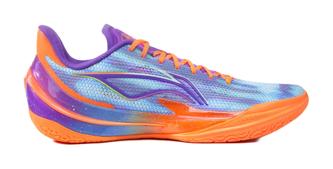 Li Ning Men's Basketball Shoes Low-Top Neon Green/Purple - Image 4