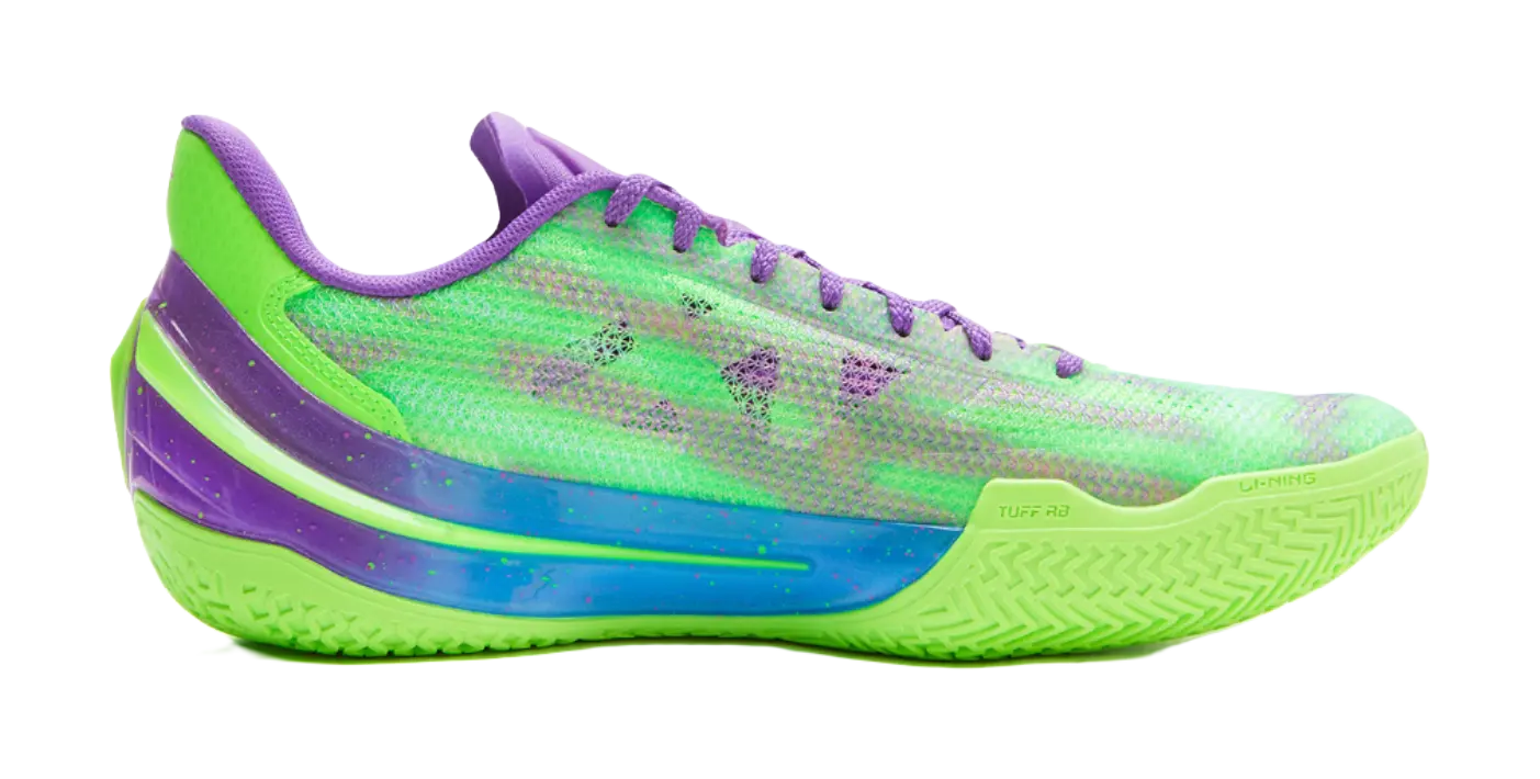 Li Ning Men's Basketball Shoes Low-Top Neon Green/Purple - Image 6