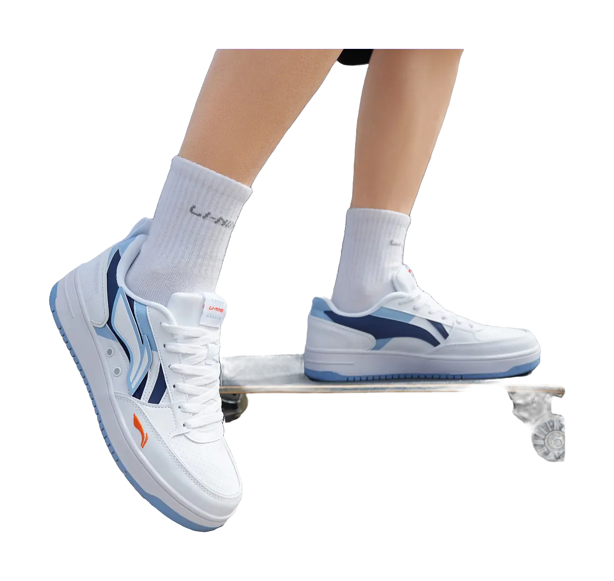 Li Ning Haichuan Men's Skateboard Shoes - Slip-Resistant, Cushioned, Lightweight Low-Tops - White/Aurora Blue - Image 9