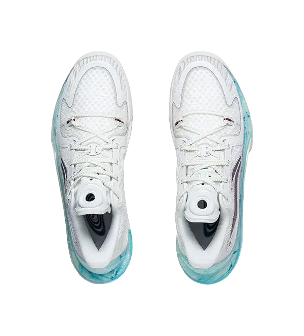 Li-Ning Sonic 11 Low-Top Basketball Shoes - Anti-Slip, Wear-Resistant Boom Fiber Tech Mist White/Blue - Image 3
