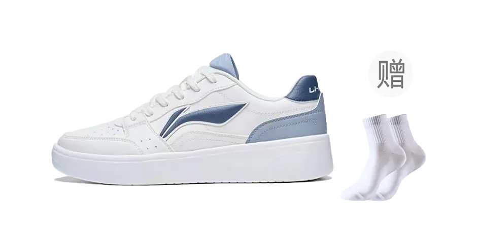 Li Ning Sycee Men's Skateboard Shoes - Slip-Resistant, Cushioned, Abrasion-Resistant, Height-Increasing, White/Blue - Image 3