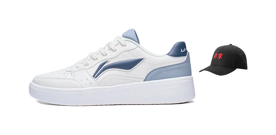 Li Ning Sycee Men's Skateboard Shoes - Slip-Resistant, Cushioned, Abrasion-Resistant, Height-Increasing, White/Blue - Image 6