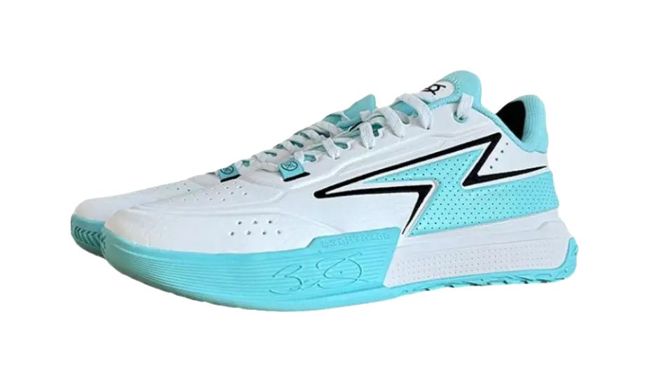 Li-Ning Men's Basketball Shoes - Anti-Slip, Wear-Resistant, Lightweight Low-Top Sneakers - White/Light Blue - Image 3