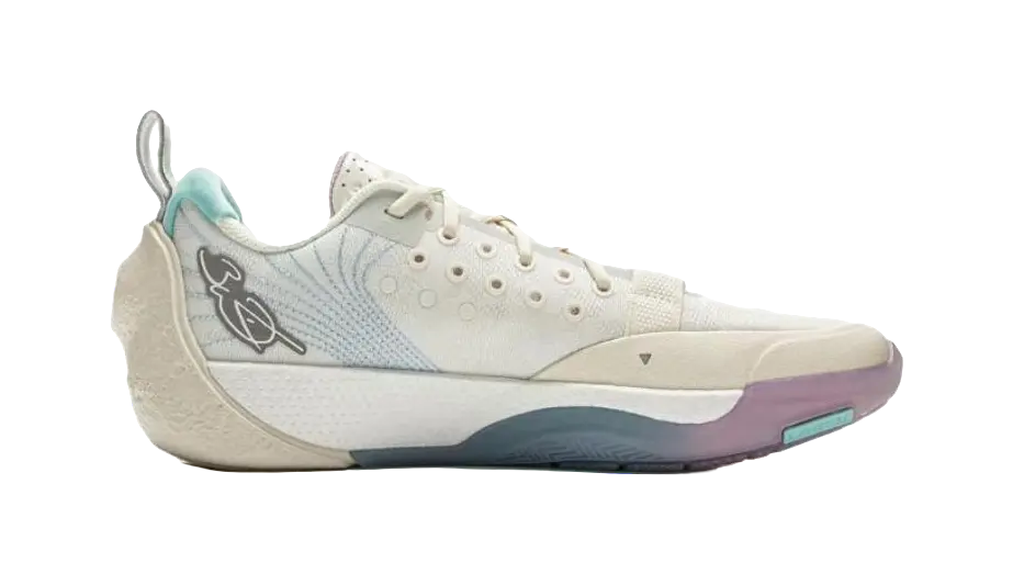 LiNing Abrasion Resistant Slip Resistant Low Top Basketball Shoes Mens White Blue - Image 3