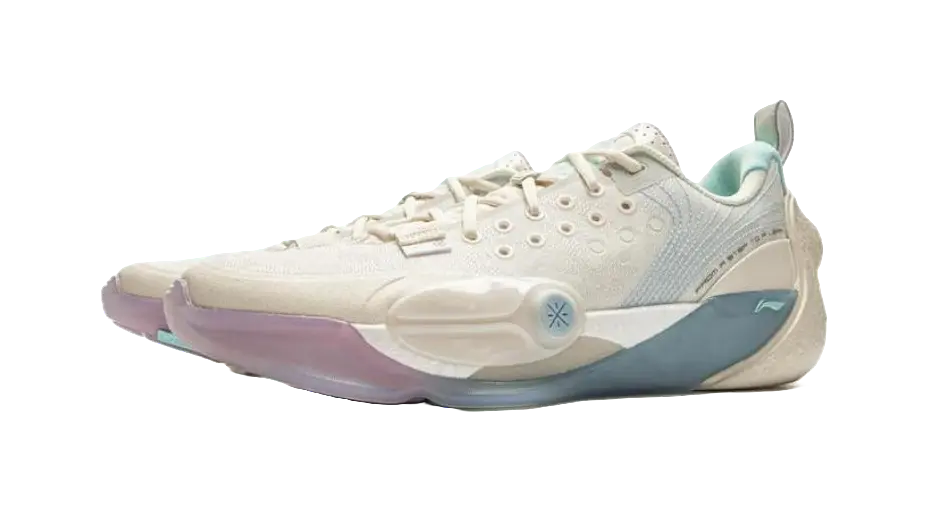 LiNing Abrasion Resistant Slip Resistant Low Top Basketball Shoes Mens White Blue - Image 4