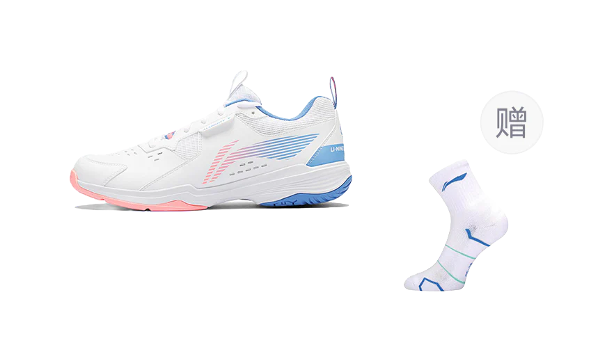 Li-Ning Ace V Pro Badminton Shoes - Unisex White/Pink/Blue - Image 2