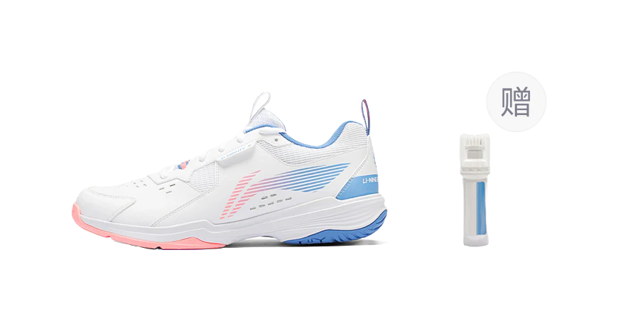 Li-Ning Ace V Pro Badminton Shoes - Unisex White/Pink/Blue - Image 4