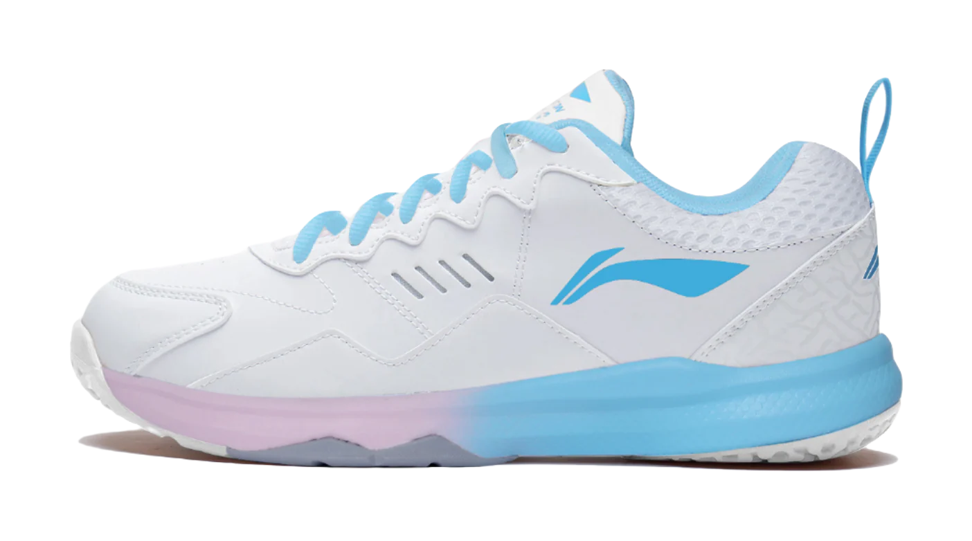 Li-Ning Ace Cushioned Slip-Resistant Low-Top Badminton Shoes - Unisex White/Blue/Pink