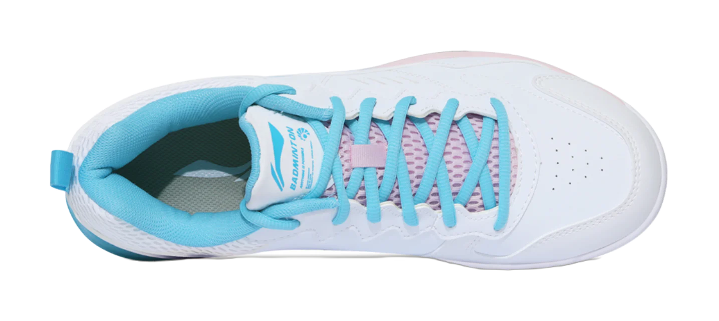 Li-Ning Ace Cushioned Slip-Resistant Low-Top Badminton Shoes - Unisex White/Blue/Pink - Image 4