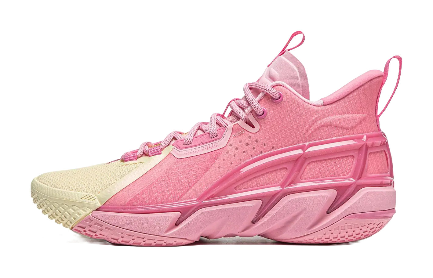 Li-Ning BadFive 4 Mid-Top Basketball Shoes - Boom Cushioning - Pink/Yellow