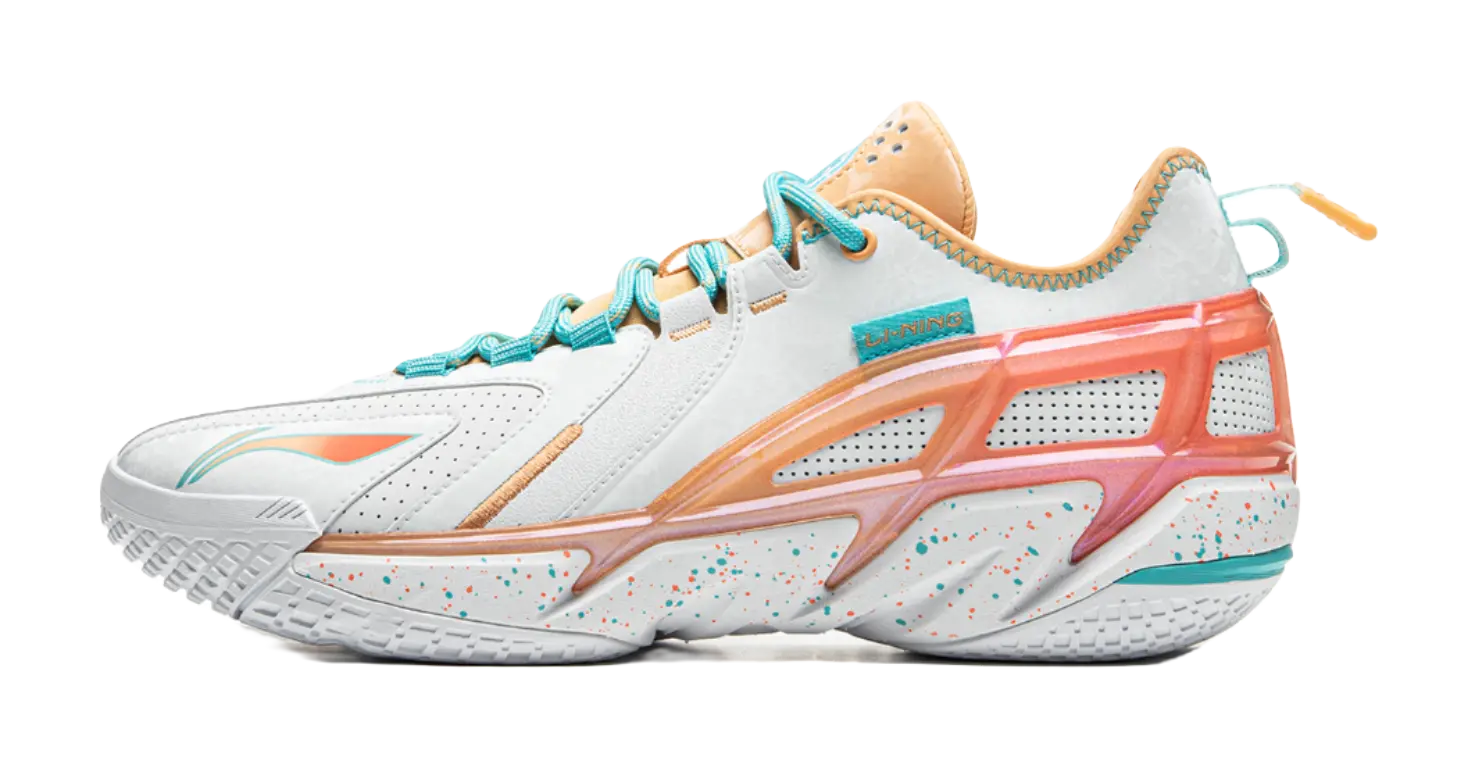 Li-Ning BADFIVE 4.5 Men's Basketball Shoes - White/Orange - Cushioning, Slip & Abrasion Resistant Low-Tops