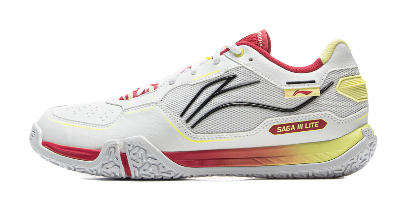 Li-Ning Saga III Lite Badminton Shoes - Cushioned, Slip-Resistant, Abrasion-Resistant Low-Top Unisex Gray Red