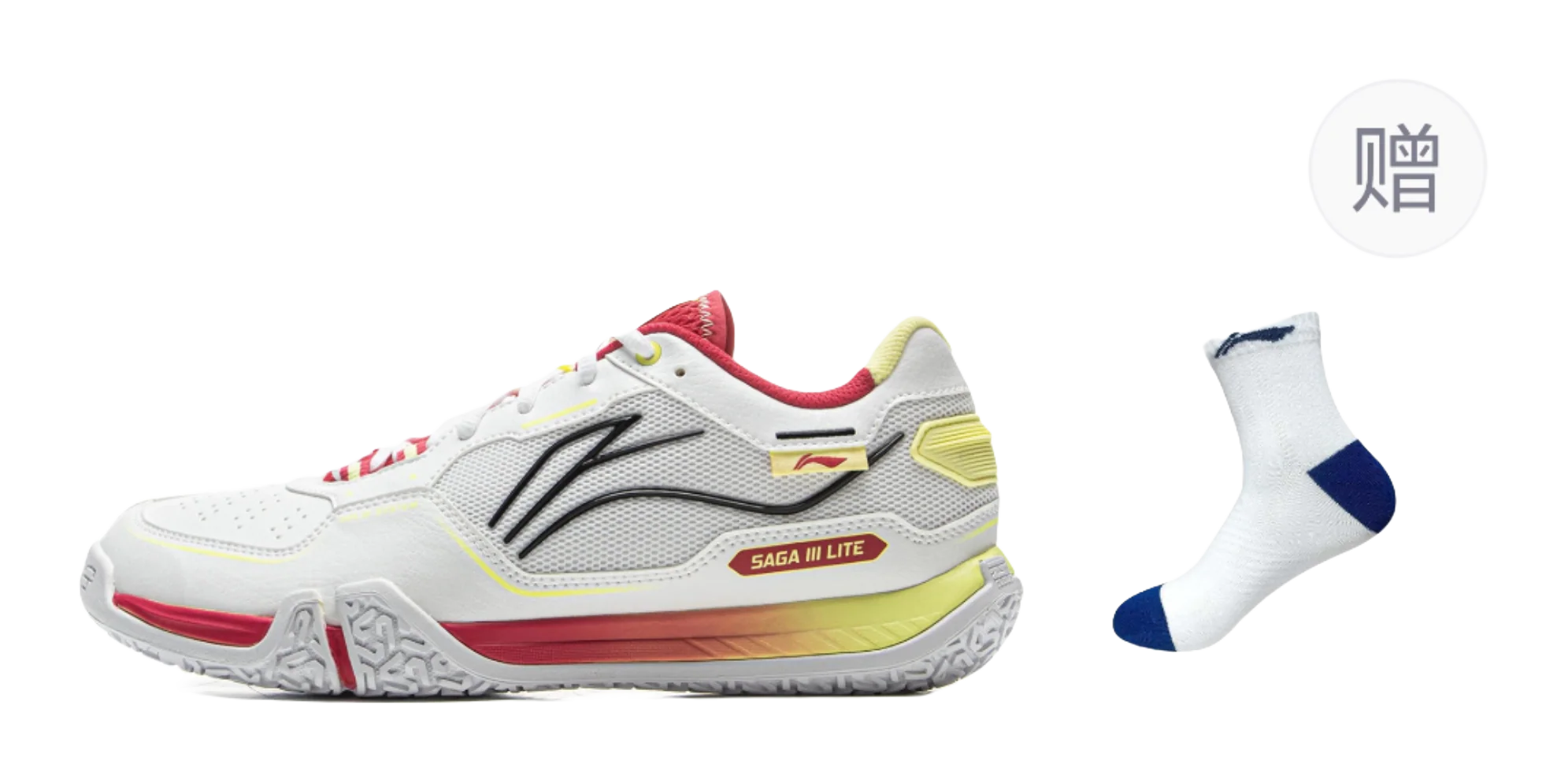 Li-Ning Saga III Lite Badminton Shoes - Cushioned, Slip-Resistant, Abrasion-Resistant Low-Top Unisex Gray Red - Image 3