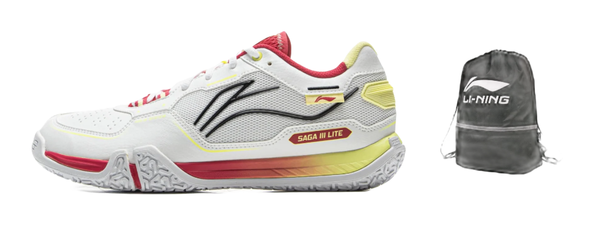 Li-Ning Saga III Lite Badminton Shoes - Cushioned, Slip-Resistant, Abrasion-Resistant Low-Top Unisex Gray Red - Image 4