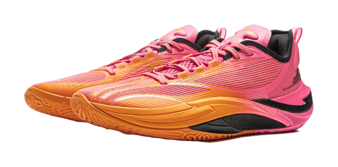 Li-Ning Men's Basketball Shoes - Cushioning, Slip-Resistant, Rebound Grip - Pink/Orange - Image 4