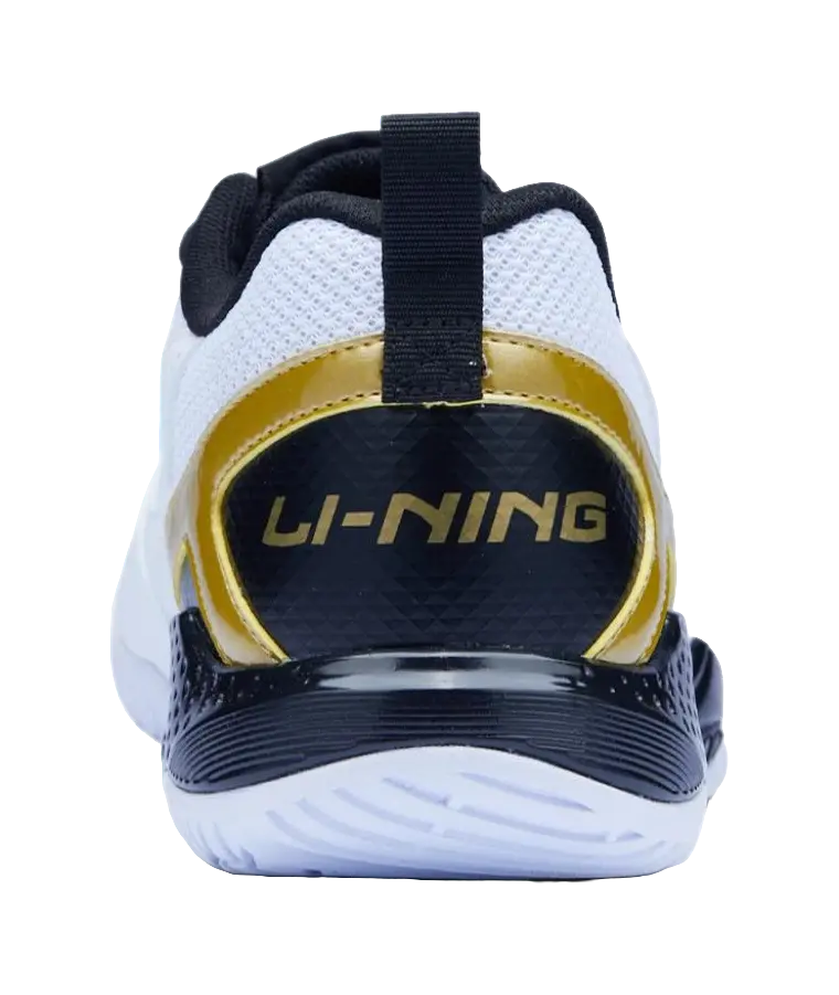 Li-Ning Gale Lite Unisex Badminton Shoes - Slip & Abrasion Resistant Low-Top - White/Black/Gold - Image 4