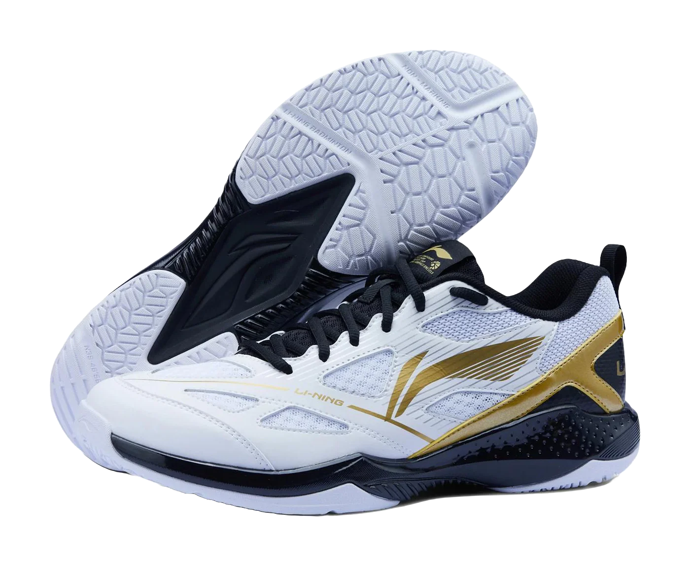 Li-Ning Gale Lite Unisex Badminton Shoes - Slip & Abrasion Resistant Low-Top - White/Black/Gold - Image 5