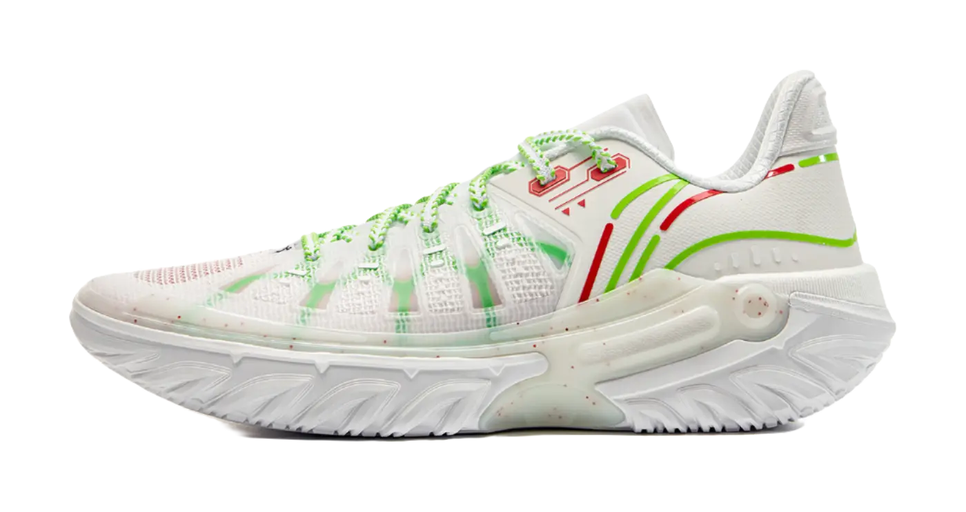 Li-Ning Jie Ao 2 Men's Outdoor Basketball Shoes - Anti-Slip Cushioned Low-Tops White/Green