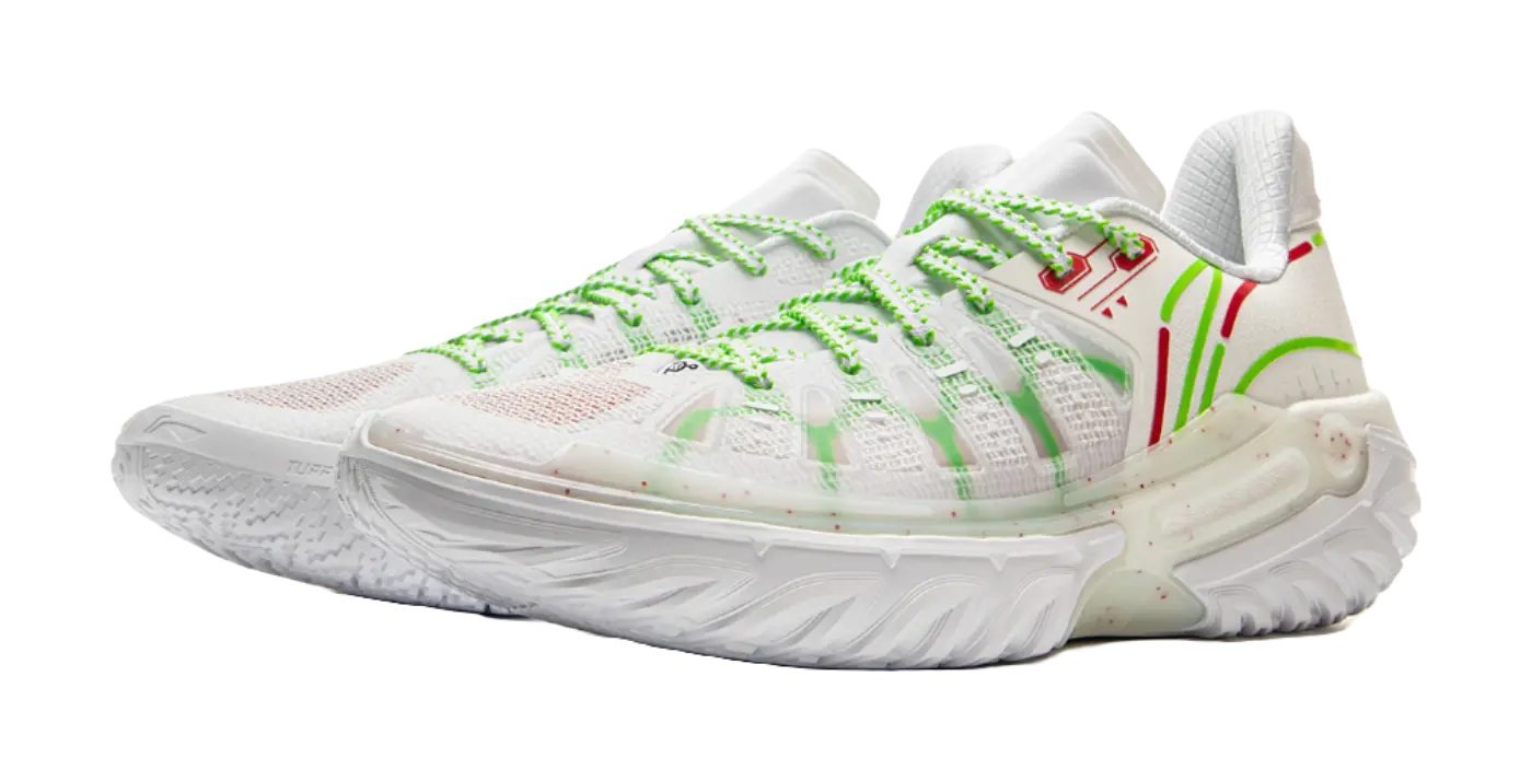Li-Ning Jie Ao 2 Men's Outdoor Basketball Shoes - Anti-Slip Cushioned Low-Tops White/Green - Image 3