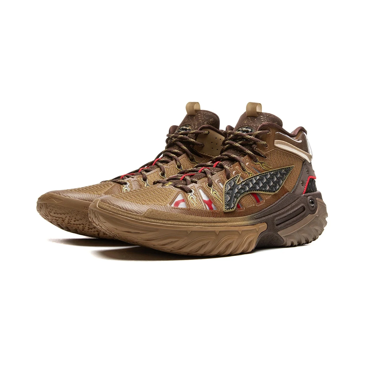 Li-Ning Jie Ao 2 High Basketball Shoes - Cushioning, Abrasion Resistant, High-Top Men's Tan - Image 4