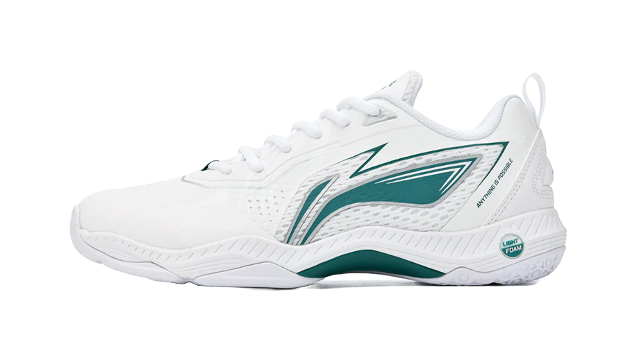 Li-Ning Saga 3LITE Badminton Shoes - Slip & Abrasion Resistant, Breathable Low-Top Unisex White/Green