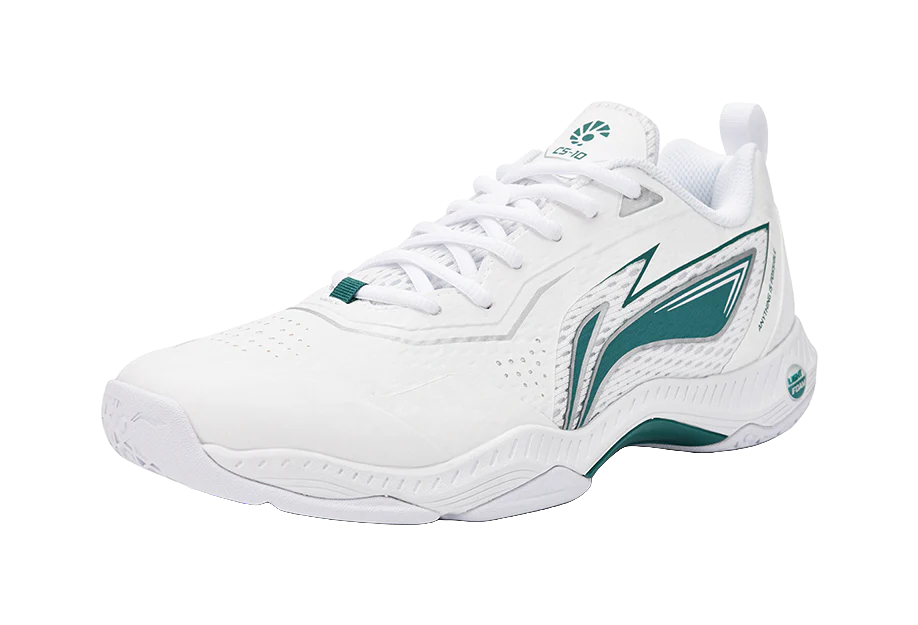 Li-Ning Saga 3LITE Badminton Shoes - Slip & Abrasion Resistant, Breathable Low-Top Unisex White/Green - Image 2