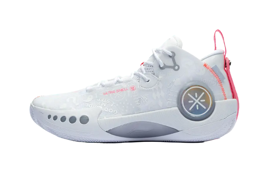Li-Ning Wade Shadow 3 Mid-Top Basketball Shoes - Shock Absorbing, Slip & Abrasion Resistant - White/Pink