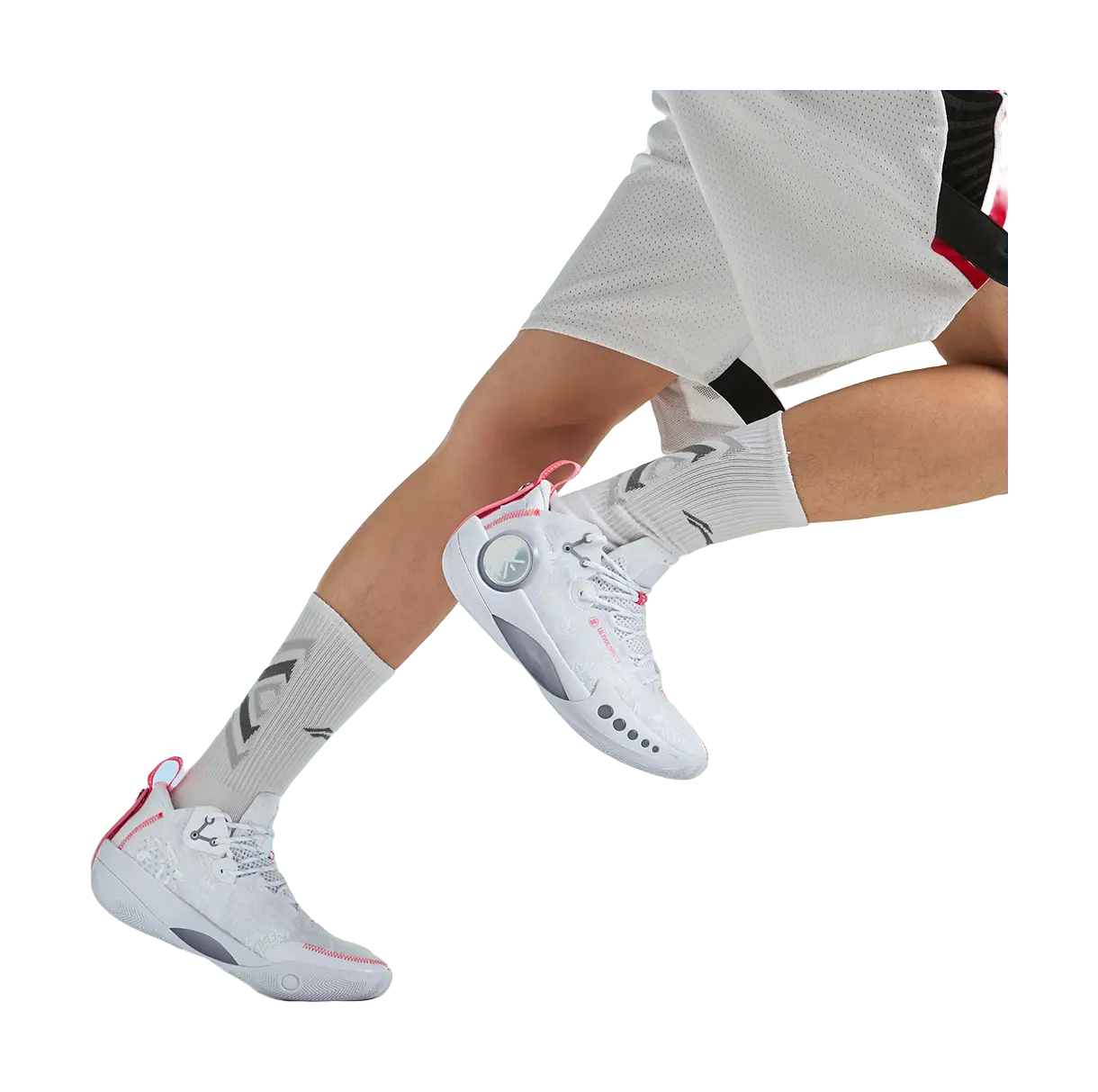 Li-Ning Wade Shadow 3 Mid-Top Basketball Shoes - Shock Absorbing, Slip & Abrasion Resistant - White/Pink - Image 10