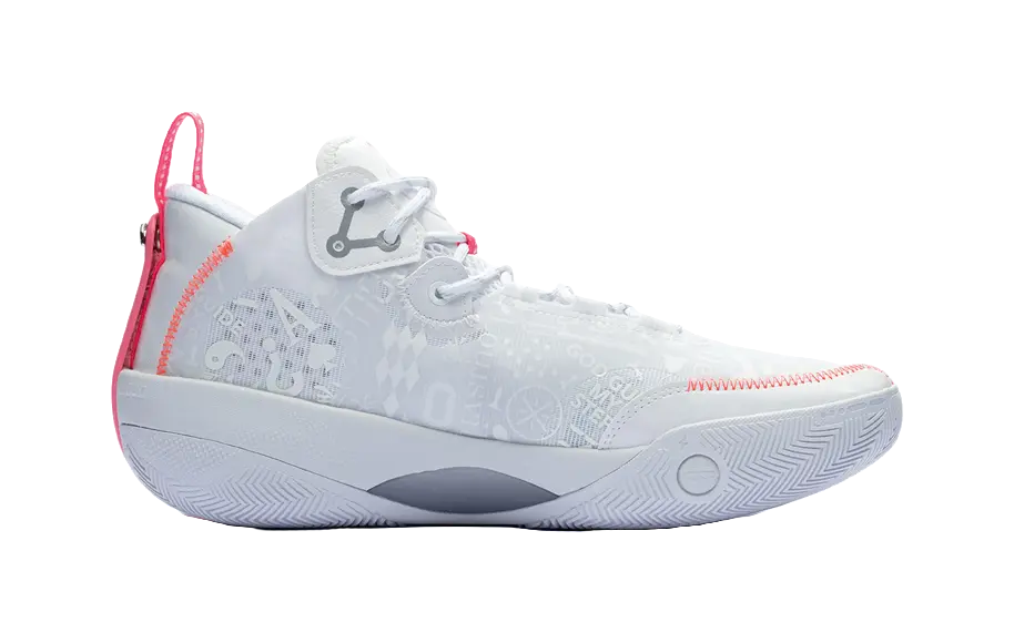 Li-Ning Wade Shadow 3 Mid-Top Basketball Shoes - Shock Absorbing, Slip & Abrasion Resistant - White/Pink - Image 2