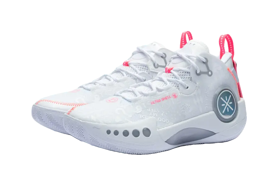 Li-Ning Wade Shadow 3 Mid-Top Basketball Shoes - Shock Absorbing, Slip & Abrasion Resistant - White/Pink - Image 3