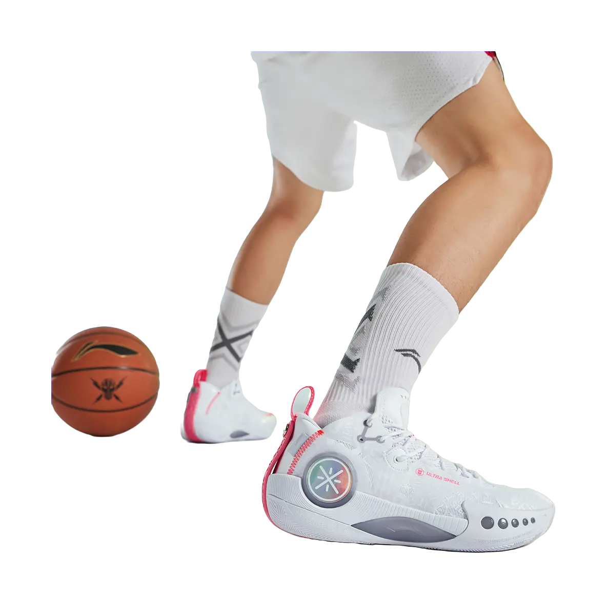 Li-Ning Wade Shadow 3 Mid-Top Basketball Shoes - Shock Absorbing, Slip & Abrasion Resistant - White/Pink - Image 8
