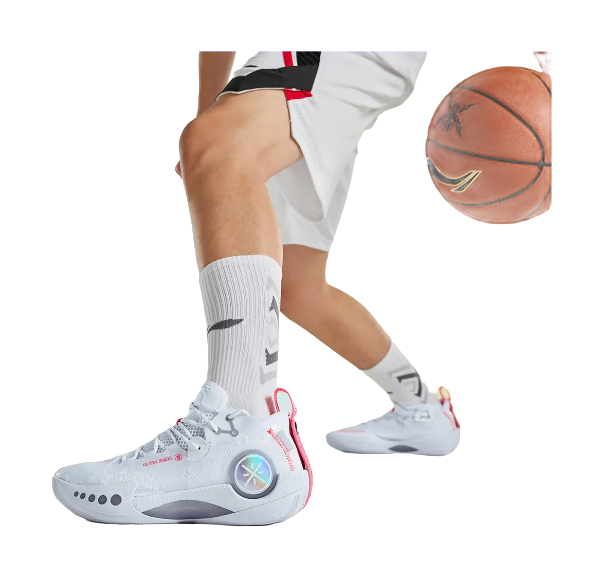 Li-Ning Wade Shadow 3 Mid-Top Basketball Shoes - Shock Absorbing, Slip & Abrasion Resistant - White/Pink - Image 9
