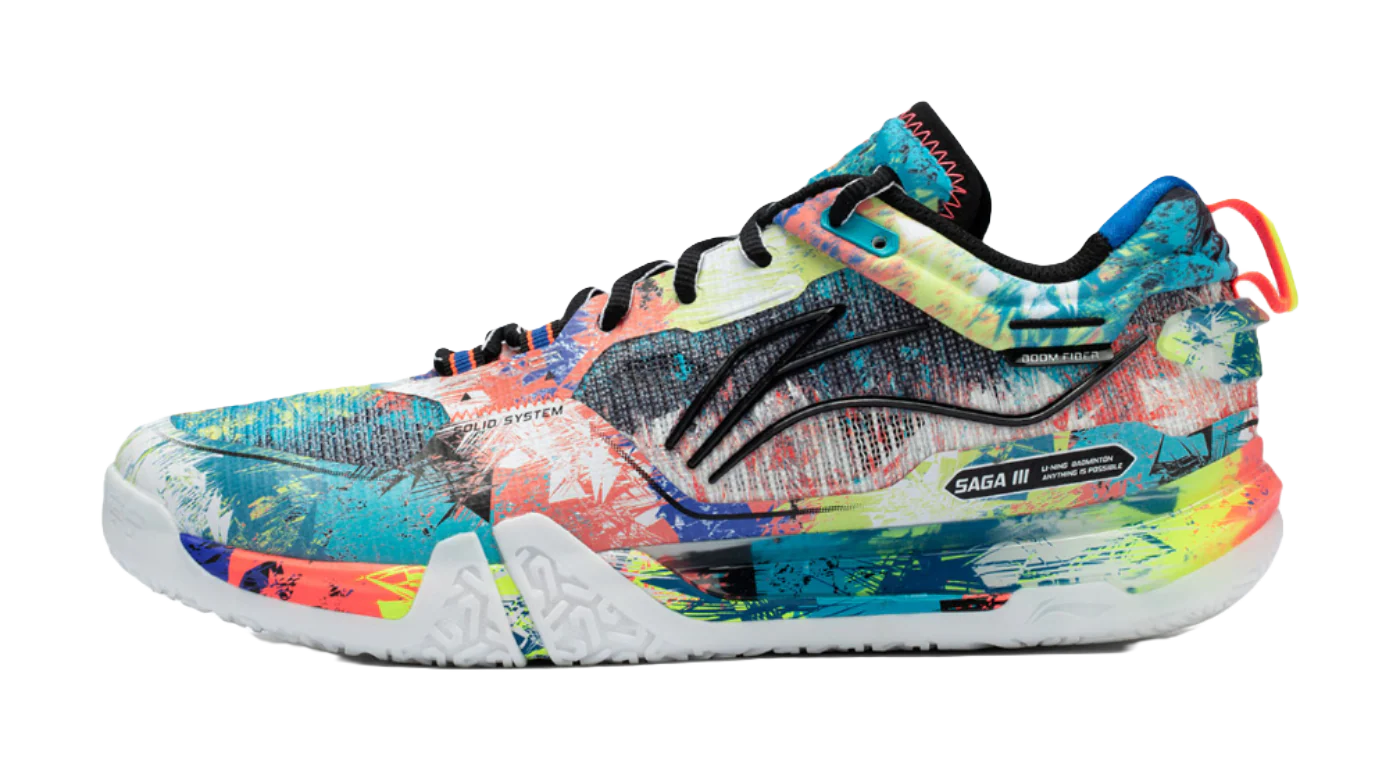 LiNing Saga III Pro Badminton Shoes - Slip & Abrasion Resistant, Breathable, Supportive Low-Top (Unisex, Blue/Pink)