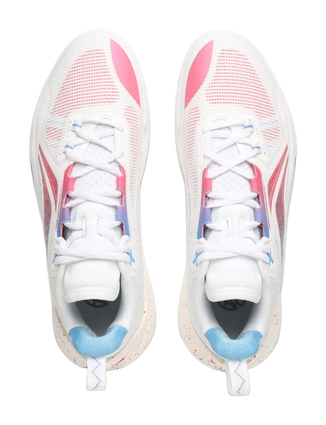 LiNing Speed 10 Cushioning, Wear Resistant Low Top Basketball Shoes Mens White Pink Blue - Image 4