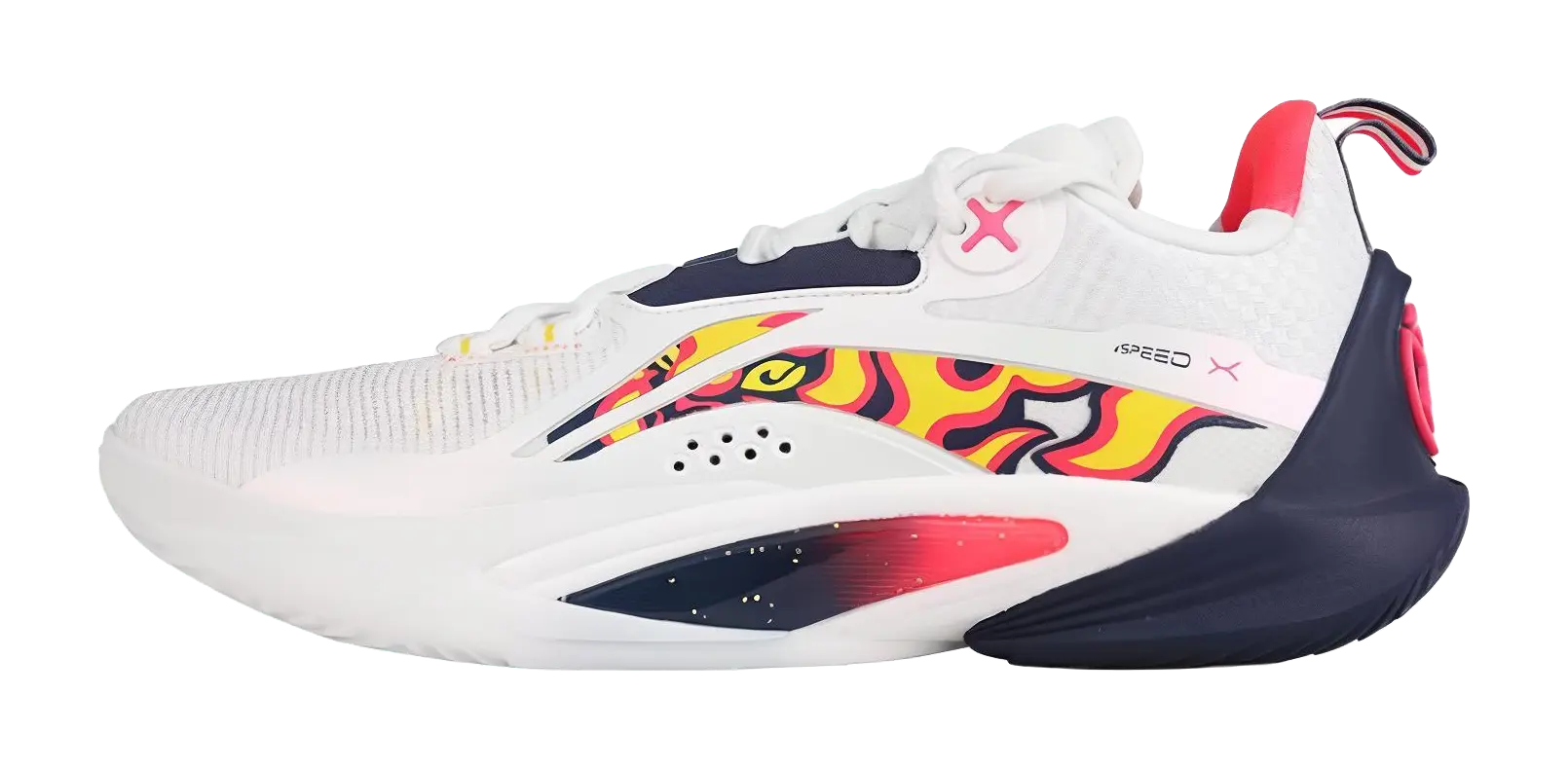 Li-Ning Speed 10 Men's Basketball Shoes - White/Yellow/Navy - Shock Absorbing, Slip & Abrasion Resistant, Breathable