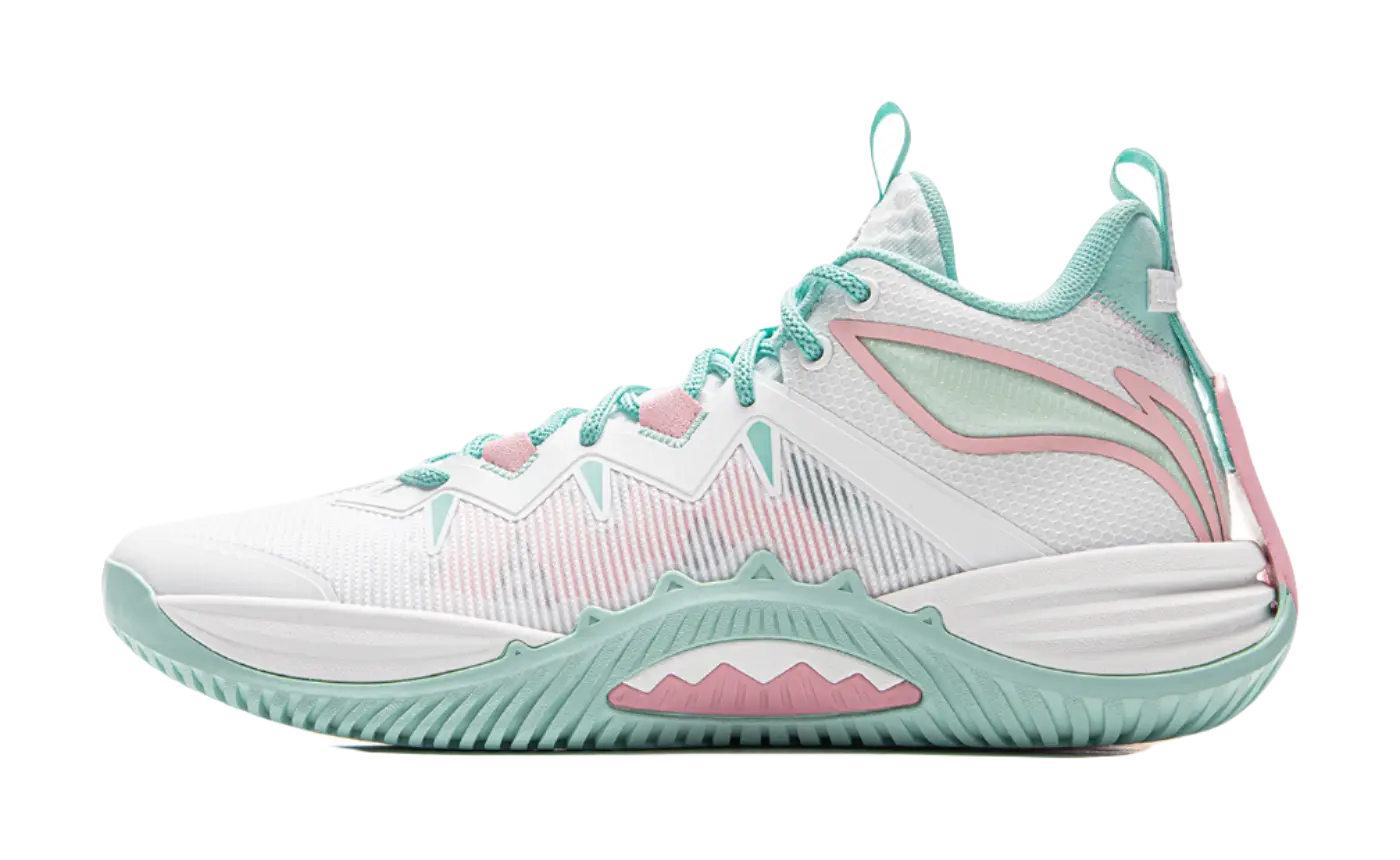 Li-Ning BADFIVE Storm 10 Men's Basketball Shoes - Cushioning, Slip-Resistant, Breathable, Rebound Low-Top Sneakers White/Green