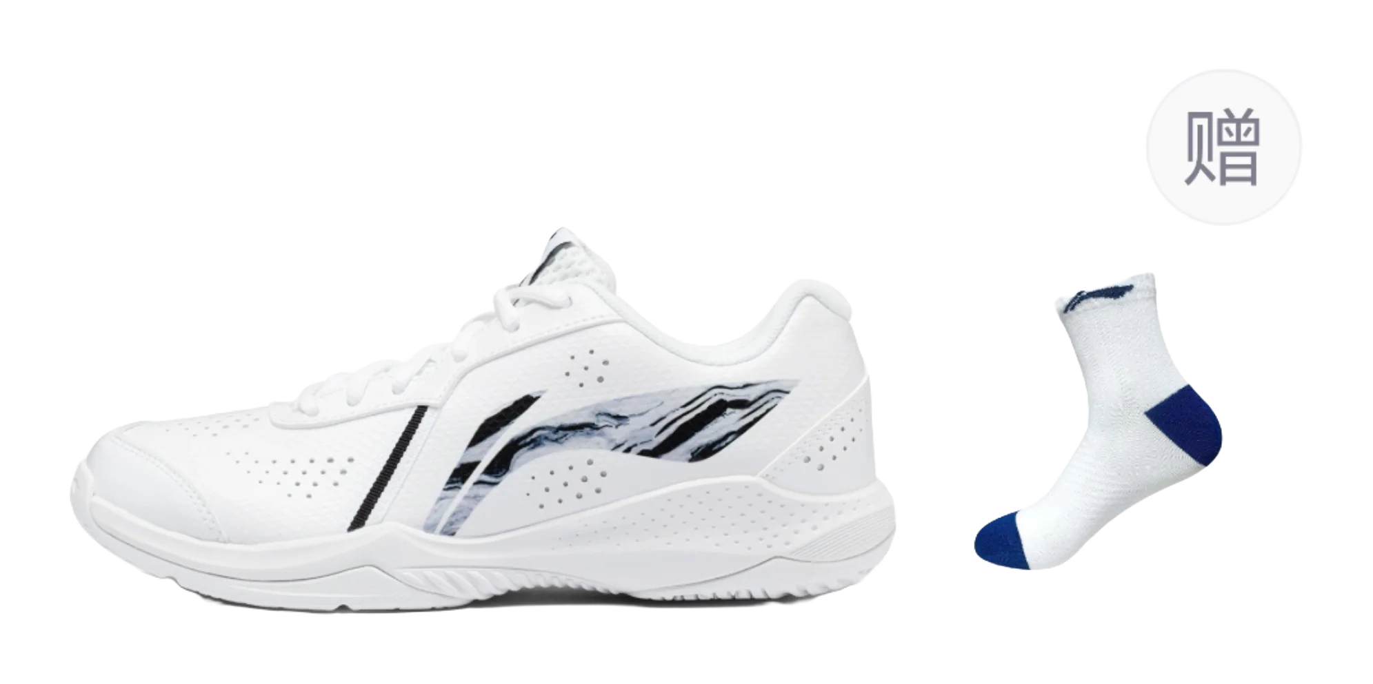 LiNing Thunder LITE Badminton Shoes - Slip & Abrasion Resistant, Lightweight White - Image 2